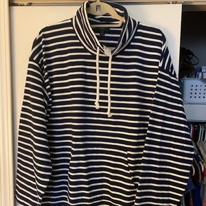 J Crew striped funnel neck pullover